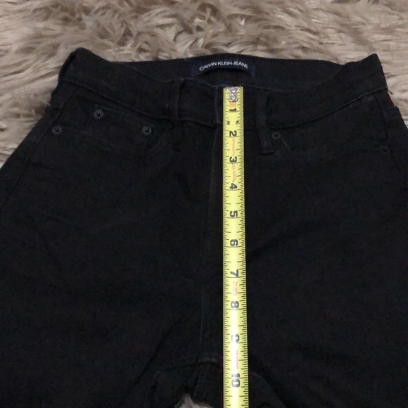 CK High Rise Straight “Repreve” Jeans-Sz 25-Black-Frayed Cuffs-EUC - Picture 8 of 12